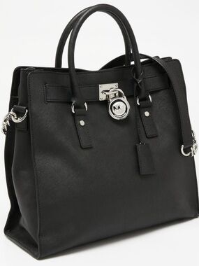MICHAEL⭐️ by Michael Kors Chic! Black Leather Hamilton North South TOTE BAG